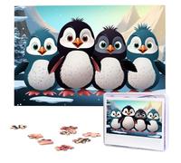 Five Cute Penguins Wooden Puzzles 1000 Pieces Personalized Jigsaw Puzzle For Adults Interesting Custom Photo Puzzles Gift For Holiday Birthday Wedding Anniversay
