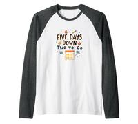 Five Days Down Two to Go School Countdown Raglan Baseball Tee, Men, Dark Heather/White, S