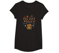 Five Days Down Two to Go School Countdown T-Shirt, Girls, Black, Large