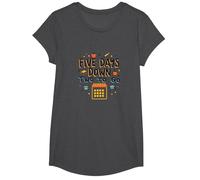 Five Days Down Two to Go School Countdown T-Shirt, Girls, Dark Heather Grey, Large