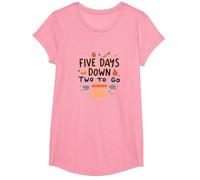 Five Days Down Two to Go School Countdown T-Shirt, Girls, Pink, XS