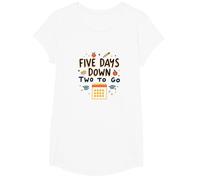 Five Days Down Two to Go School Countdown T-Shirt, Girls, White, XS
