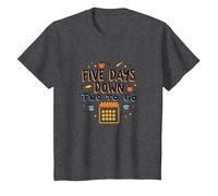 Five Days Down Two to Go School Countdown T-Shirt, Kids, Dark Heather Grey, 12 Years