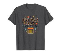Five Days Down Two to Go School Countdown T-Shirt, Men, Dark Heather Grey, XXL