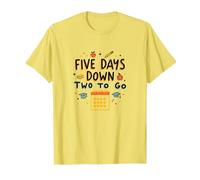 Five Days Down Two to Go School Countdown T-Shirt, Men, Lemon, XL