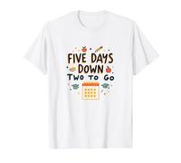Five Days Down Two to Go School Countdown T-Shirt, Men, White, L