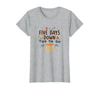 Five Days Down Two to Go School Countdown T-Shirt, Women, Heather Grey, S