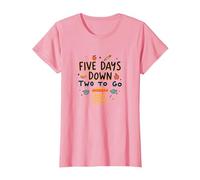 Five Days Down Two to Go School Countdown T-Shirt, Women, Pink, L