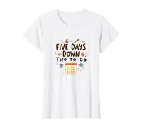 Five Days Down Two to Go School Countdown T-Shirt, Women, White, L