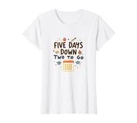 Five Days Down Two to Go School Countdown T-Shirt, Women, White, XS