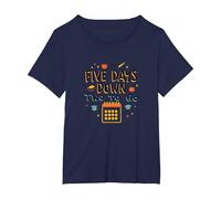 Five Days Down Two to Go School Countdown T-Shirt, Women's Plus, Navy, 1X