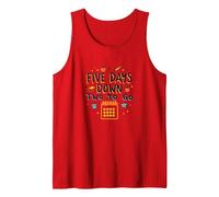 Five Days Down Two to Go School Countdown Tank Top, Men, Red, M
