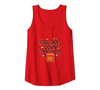 Five Days Down Two to Go School Countdown Tank Top, Women, Red, L