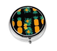 Five Different Pineapples Print Personalised Portable Pillbox with,Mini Pillbox Compact and Convenient Pill Organiser for Storing and Organising Pills