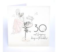 Five Dollar Shake 30th Birthday Card - Luxury Design with Elegant Feminine Illustration - Flitter Finish with Handcrafted 3D Embellishments - Age 30 Birthday Greeting Card for Her