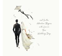 Five Dollar Shake And So the Adventure Begins Wedding Card - With Love on Your Wedding Day - Luxury Hand-Finished Sparkly Greeting Card - Blank Inside