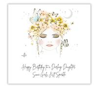 Five Dollar Shake Darling Daughter Handcrafted Birthday Card - Happy Birthday Card with 'Some Girls Just Sparkle' Feminine Design, Flitter Details and Embellishments - Birthday Card for Women or Girls