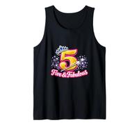 Five & Fabulous Princess Crown 5th Year Birthday Kids Tank Top