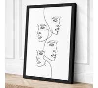 Five Faces in Line Minimalist Canvas Wall Art Print 18x12 Inch (46 x 30 cm)