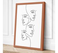 Five Faces in Line Minimalist Canvas Wall Art Print 24x16 Inch (61 x 41 cm)