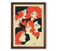 Five Faces United Art Deco Framed Wall Art Print A1 (84.1×59.4cm) Walnut, Wall Decor for Living Room, Bedroom, Office & Home, Ready to Hang, Art Gift