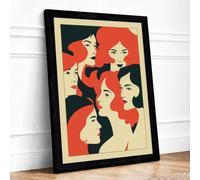 Five Faces United Art Deco Framed Wall Art Print A2 (59.4×42cm) Black, Wall Decor for Living Room, Bedroom, Office & Home, Ready to Hang, Art Gift