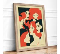 Five Faces United Art Deco Framed Wall Art Print A4 (29.7×21cm) Oak, Wall Decor for Living Room, Bedroom, Office & Home, Ready to Hang, Art Gift