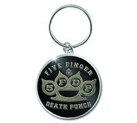 Five Finger Death Punch Keyring Keychain Brass Knuckle logo Official metal Taglia unica