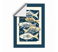 Five Fishes Rising Coastal Unframed Wall Art Print A4 (29.7×21cm), Wall Decor for Living Room, Bedroom, Office & Home, Art Gift