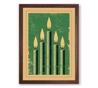 Five Flickering Candles Minimalist Framed Wall Art Print A3 (42×29.7cm) Walnut, Wall Decor for Living Room, Bedroom, Office & Home, Ready to Hang, Art Gift