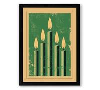 Five Flickering Candles Minimalist Framed Wall Art Print A4 (29.7×21cm) Black, Wall Decor for Living Room, Bedroom, Office & Home, Ready to Hang, Art Gift