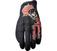 FIVE FLOW WOMEN glove skull-rose black-red XL