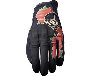 FIVE FLOW WOMEN glove skull-rose black-red XS