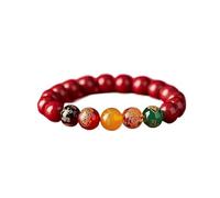 Five Fortune Gods Cinnabar Bracelet with Agate Beads, Adjustable Unisex Talisman for Wealth, Prosperity, and Protection, 8 mm, Cinnabar, no gemstone