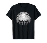 Five Foxes in The Moonlight Forest Night Halloween Fox Scary T-Shirt
