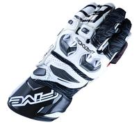 Five Gloves RFX Race Motorcycle Motorbike Racing Gloves - White / Black