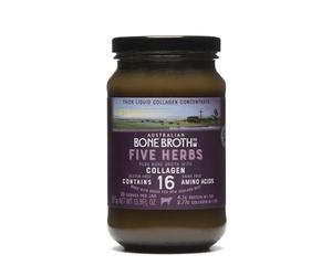 Five Herb Beef Bone Broth Concentrate with Italian Herbs - Premium Grass-Fed Beef Bone Broth for Keto Diet, Halal, Nutritional Beverage & Flavor Boost - Low Sugar, Low Carbs