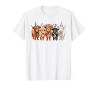 Five Highland Cows Party Hats Funny Cow Lover Value Graphic T-Shirt