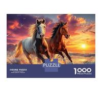 Five Horses 1000 Pieces Jigsaw Puzzles Engaging Educational Games Ride on Horse Jigsaw Puzzles Unique Puzzle Gift for Gifts 38x26cm/1000pcs