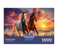 Five Horses Jigsaw Puzzles Puzzle for Adults Kids. 1000 Pieces Interesting Great Gifts Challenge Toy Educational Game Home Decoration for Adults& Kids Age 14 Years Up 52x38cm/1000pcs