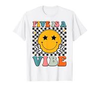 Five Is A Vibe 5th Birthday Groovy Boys Girls 5 Years Old T-Shirt