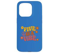 Five Is A Vibe Retro Peace Flower Power Groovy 5th Birthday Case for iPhone 15 Pro
