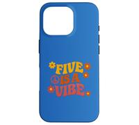 Five Is A Vibe Retro Peace Flower Power Groovy 5th Birthday Case for iPhone 16 Pro