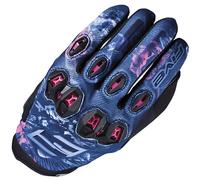 Five Ladies Stunt Evo2 Motorcycle Motorbike Touchscreen Gloves - Flowers Pink