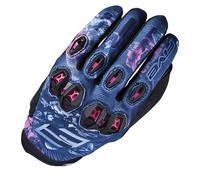 Five Ladies Stunt Evo2 Motorcycle Motorbike Touchscreen Gloves - Flowers Pink