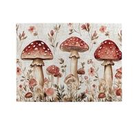 Five Large Mushrooms Wooden Puzzle 500 Piece Jigsaw Puzzle for Adults Challenging Puzzle for Game Size 15"x20.4"