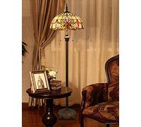 Five Liters 16-Inch European Baroque Floor Lamp Living Room lamp Stained Glass Crystal Living Room Bedroom Villa Bar Study Classical Personality Colored Glass Decorative Floor Lamp, 61" Height