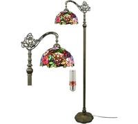 Five liters Tiffany Style 12 Inch Vintage Grapes Floor Lamp Stained Glass Crystal Bead Lampshade Antique Lighting Living Room Lamps - Down Light,64“ Height，with Light Bulb