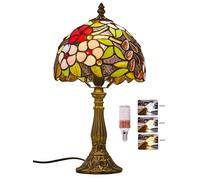 Five liters Vintage Pastoral Gorgeous Grapes Flowers Stained Glass Tiffany Style Table Lamp Bedroom Lamp Bedside Lamp Children's Lamp(Color:8Inch)