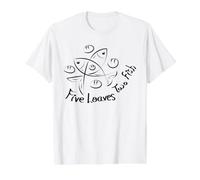 Five Loaves Two Fish | John 6 Faith Tattoo Christian Value Graphic T-Shirt, Men, White, S